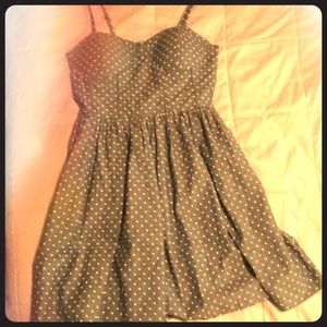 Mid Thigh Jean Colored Dress with White Dots